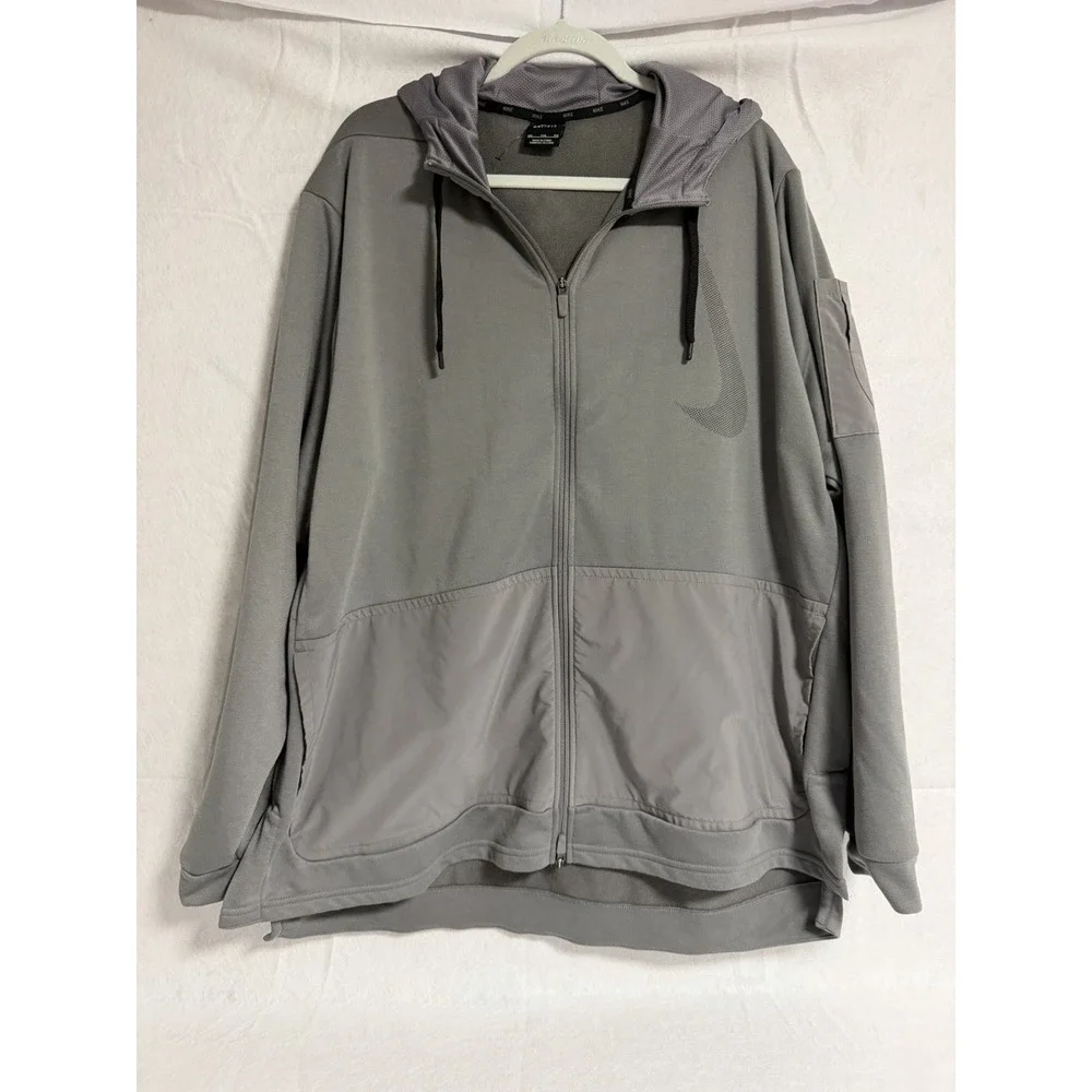 Nike Dri-FIT full-zip training hoodie, Gray, Men's Size XXL
